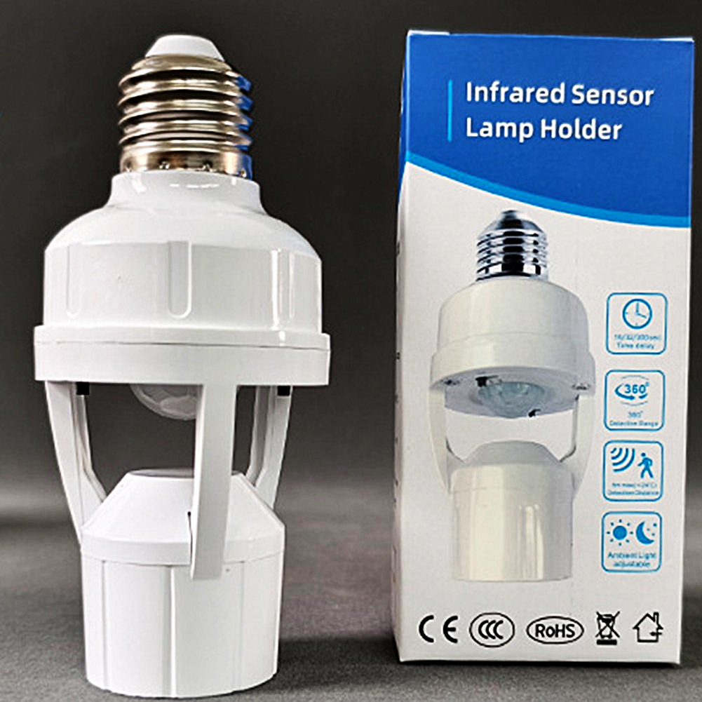 Smart Infrared PIR Motion Sensor E27 Bulb Holder | Auto On/Off Socket Switch